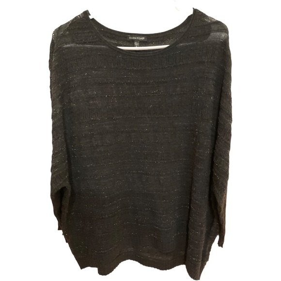 EILEEN FISHER OPEN WEAVE TOP SIZE M MERINO WOOL - Picture 1 of 8